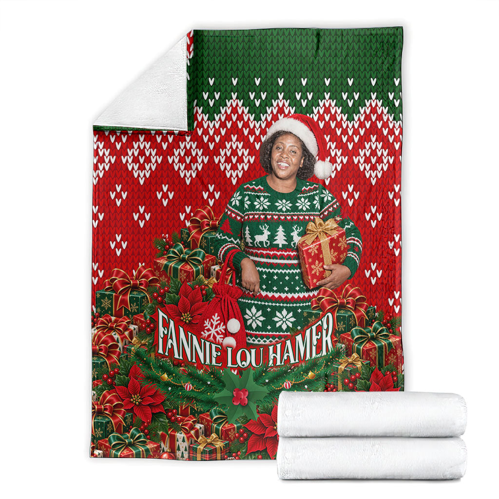 Fannie Lou Hamer Christmas Blanket Retro Ugly Christmas Pattern Civil Rights Activist