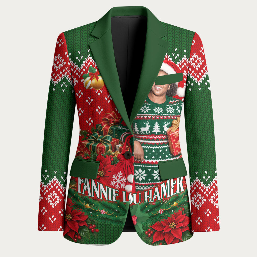 Fannie Lou Hamer Christmas Blazer Retro Ugly Christmas Pattern Civil Rights Activist