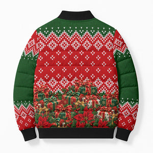 Fannie Lou Hamer Christmas Bomber Puffer Jacket Retro Ugly Christmas Pattern Civil Rights Activist