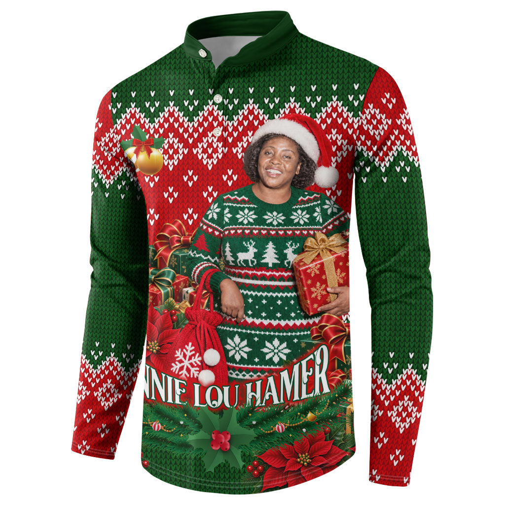 Fannie Lou Hamer Christmas Button Sweatshirt Retro Ugly Christmas Pattern Civil Rights Activist