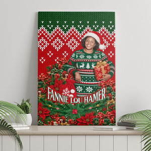Fannie Lou Hamer Christmas Canvas Wall Art Retro Ugly Christmas Pattern Civil Rights Activist