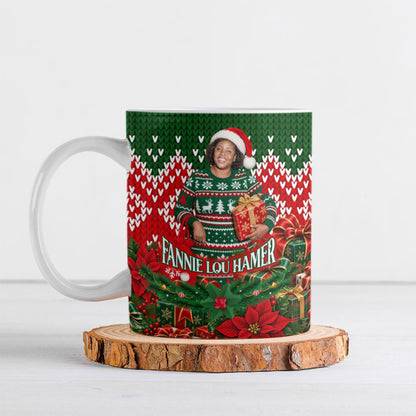 Fannie Lou Hamer Christmas Ceramic Mug Retro Ugly Christmas Pattern Civil Rights Activist