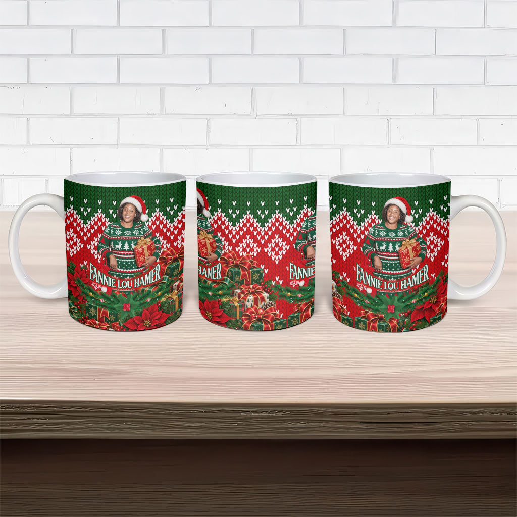 Fannie Lou Hamer Christmas Ceramic Mug Retro Ugly Christmas Pattern Civil Rights Activist