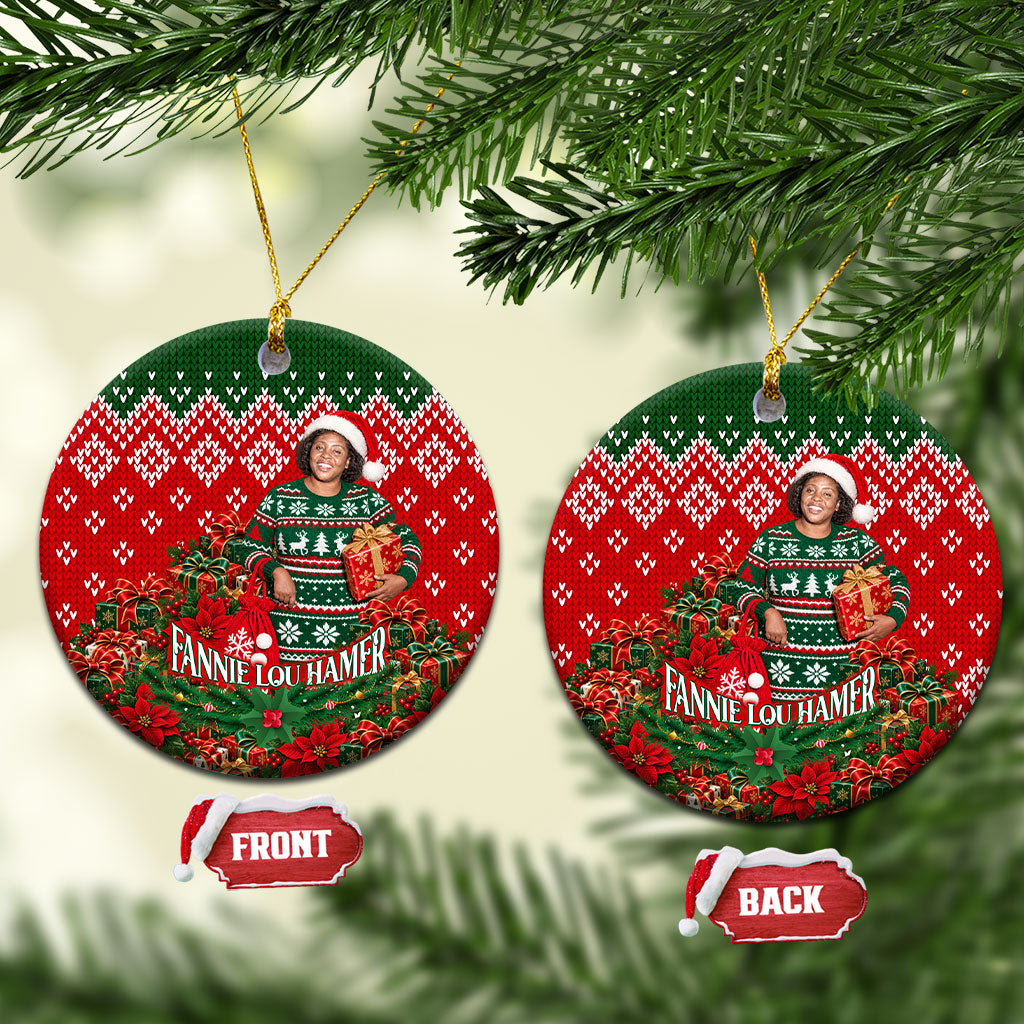 Fannie Lou Hamer Christmas Ceramic Ornament Retro Ugly Christmas Pattern Civil Rights Activist