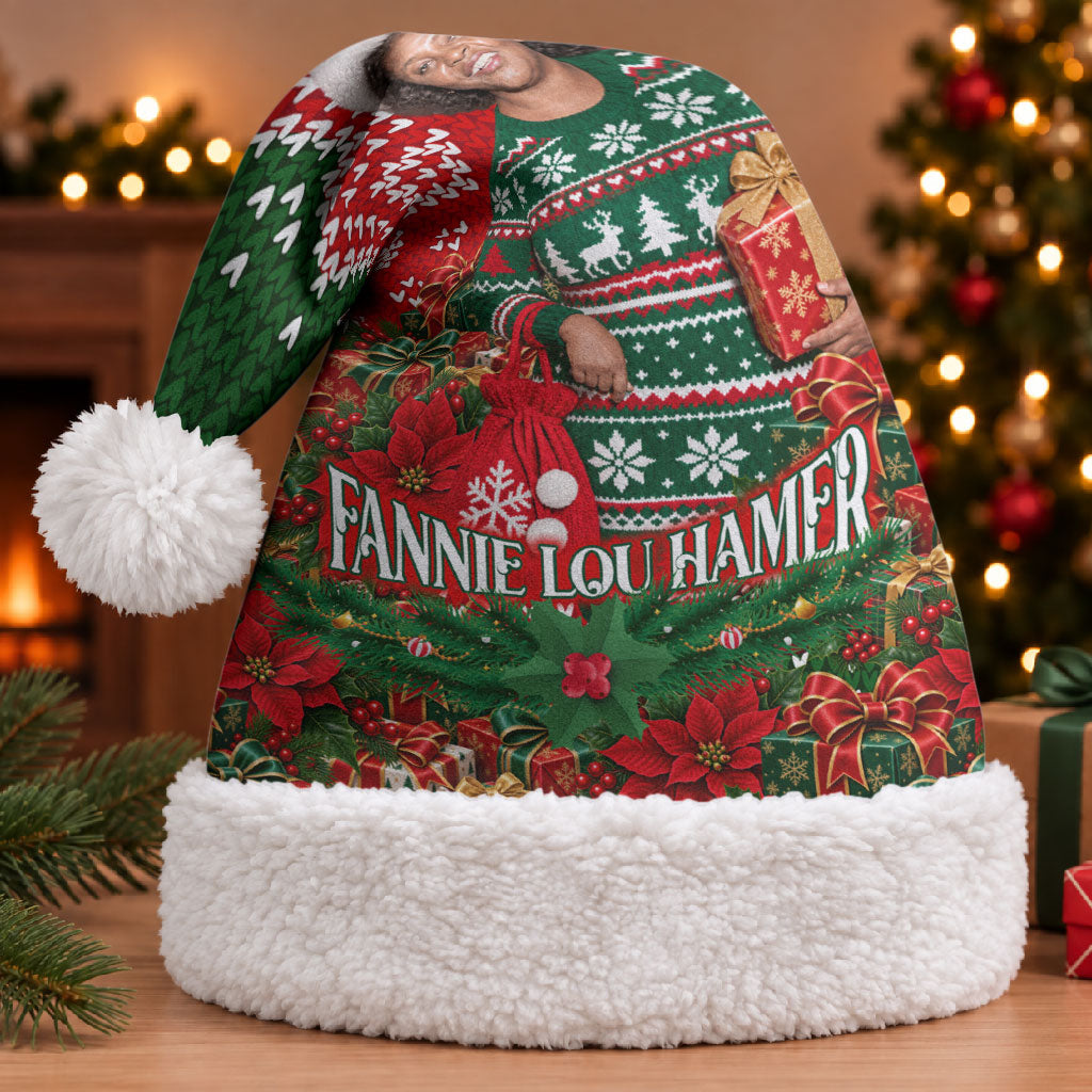 Fannie Lou Hamer Christmas Santa Hat Retro Ugly Christmas Pattern Civil Rights Activist