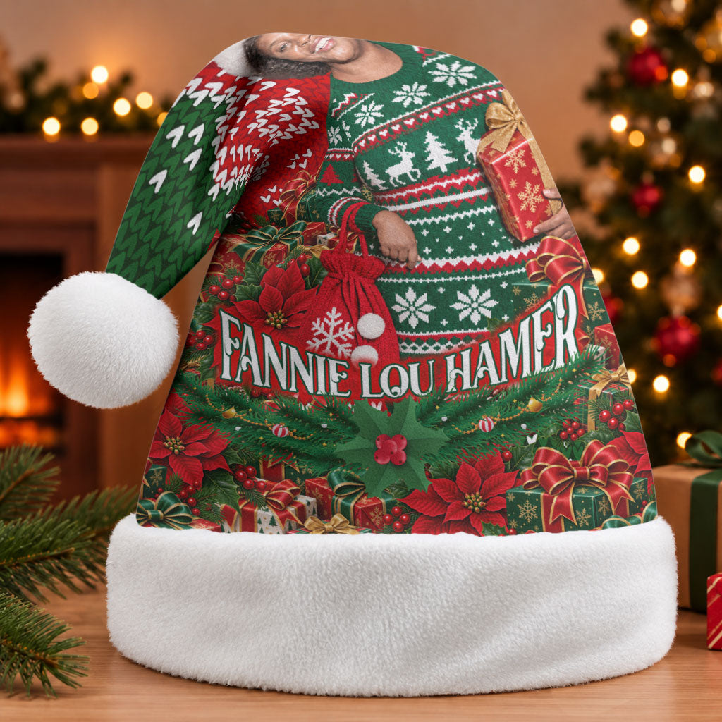 Fannie Lou Hamer Christmas Santa Hat Retro Ugly Christmas Pattern Civil Rights Activist