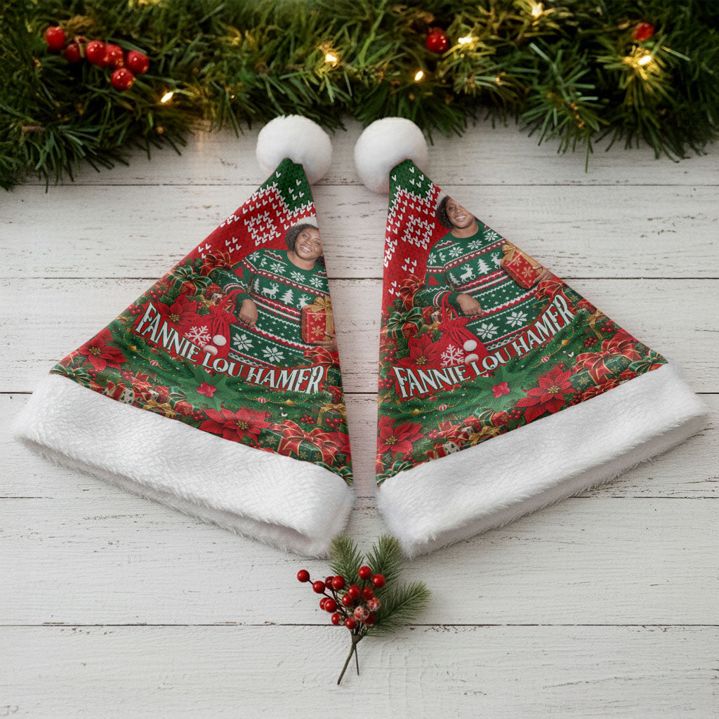 Fannie Lou Hamer Christmas Santa Hat Retro Ugly Christmas Pattern Civil Rights Activist