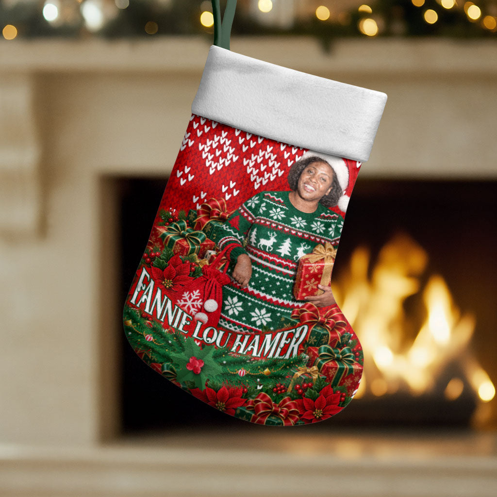 Fannie Lou Hamer Christmas Stocking Retro Ugly Christmas Pattern Civil Rights Activist