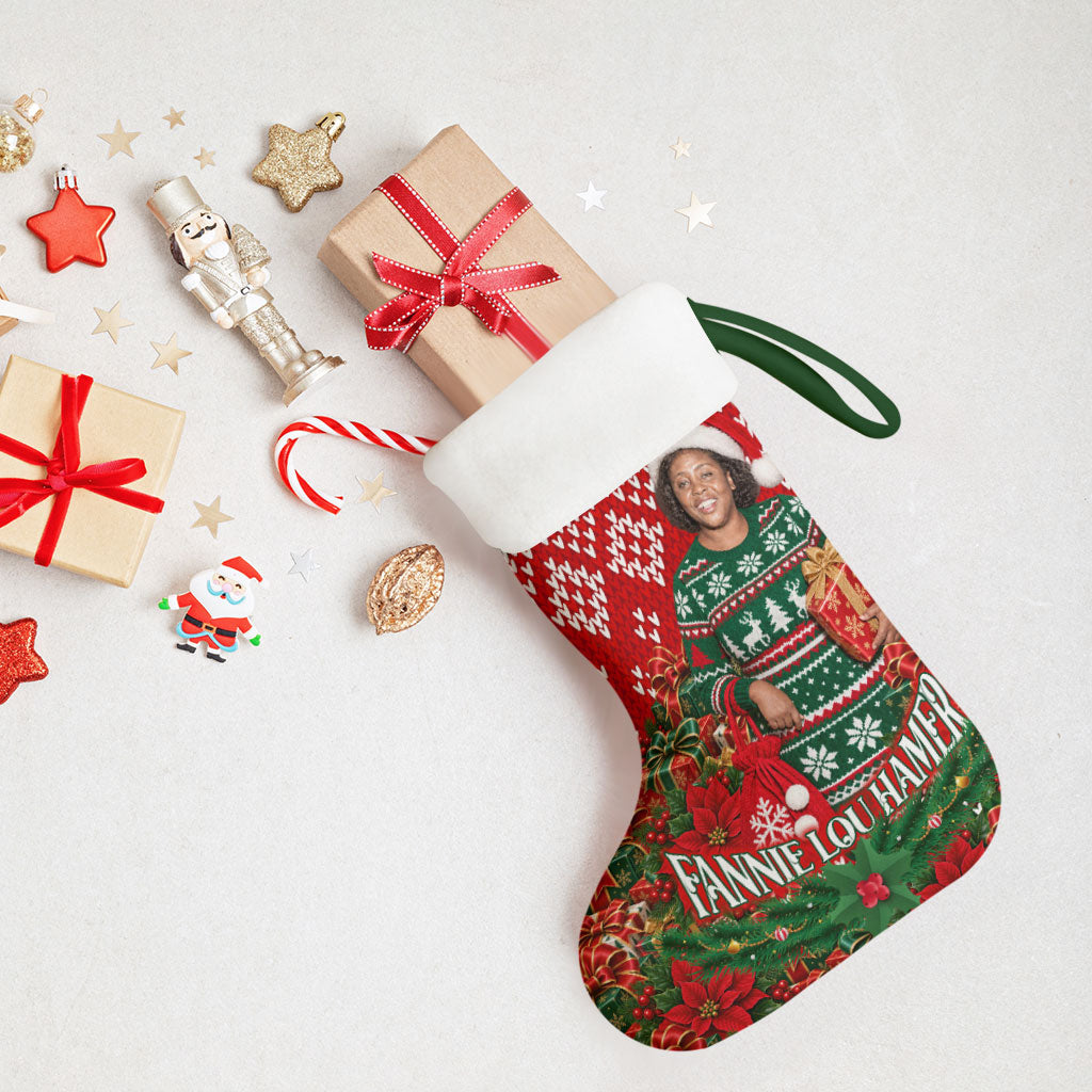 Fannie Lou Hamer Christmas Stocking Retro Ugly Christmas Pattern Civil Rights Activist