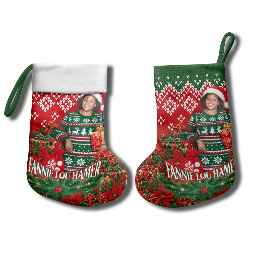 Fannie Lou Hamer Christmas Stocking Retro Ugly Christmas Pattern Civil Rights Activist