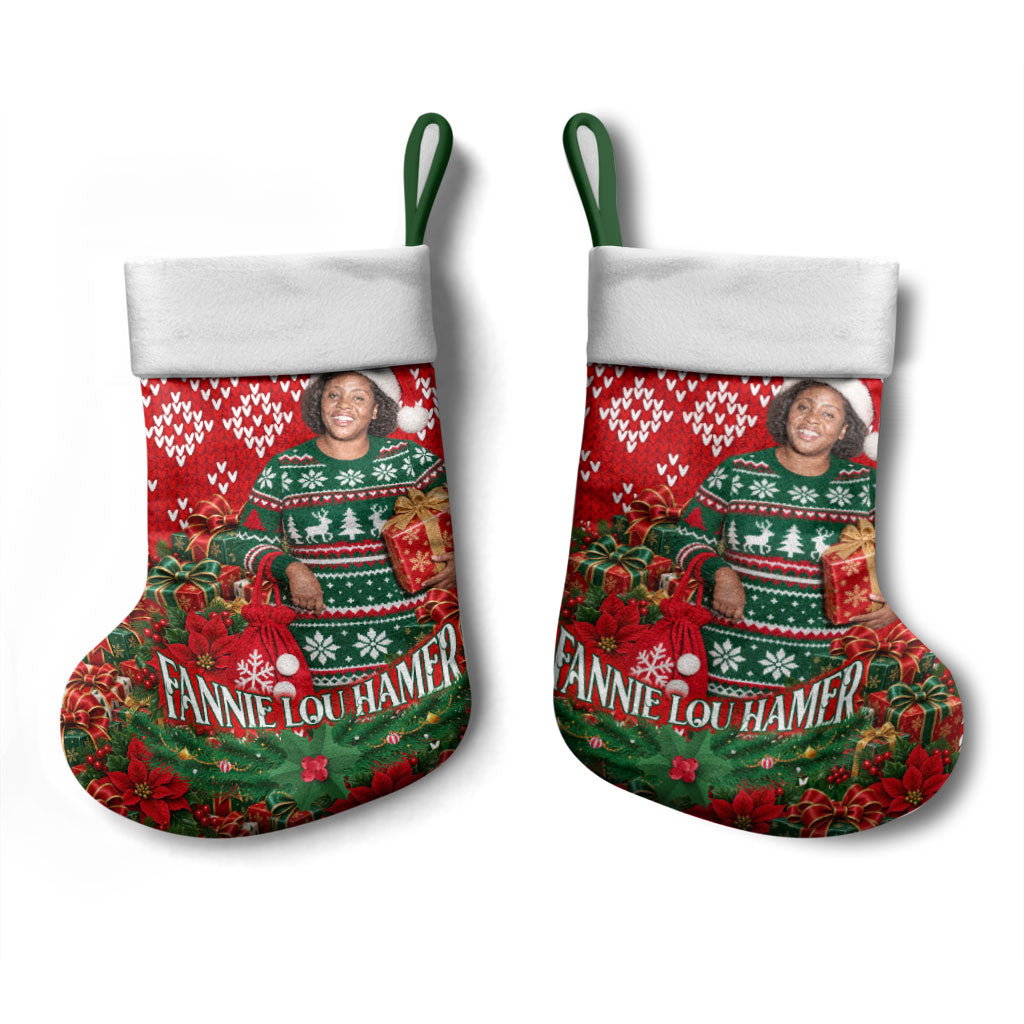 Fannie Lou Hamer Christmas Stocking Retro Ugly Christmas Pattern Civil Rights Activist