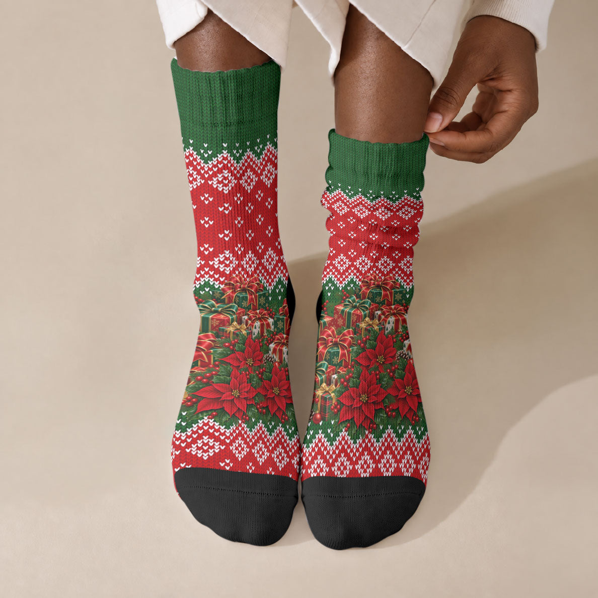 Fannie Lou Hamer Christmas Crew Socks Retro Ugly Christmas Pattern Civil Rights Activist