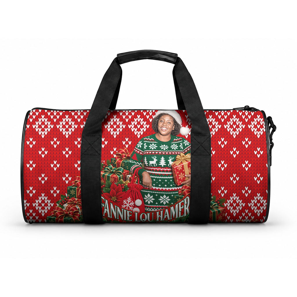 Fannie Lou Hamer Christmas Duffle Bag Retro Ugly Christmas Pattern Civil Rights Activist