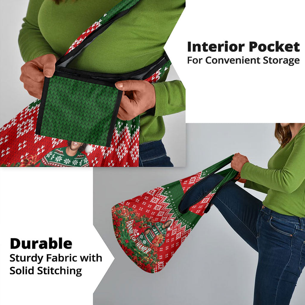 Fannie Lou Hamer Christmas Grocery Bag Retro Ugly Christmas Pattern Civil Rights Activist