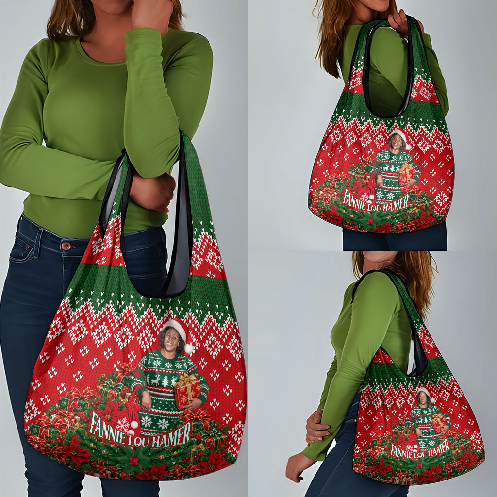 Fannie Lou Hamer Christmas Grocery Bag Retro Ugly Christmas Pattern Civil Rights Activist