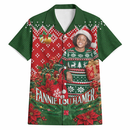 Fannie Lou Hamer Christmas Hawaiian Shirt Retro Ugly Christmas Pattern Civil Rights Activist