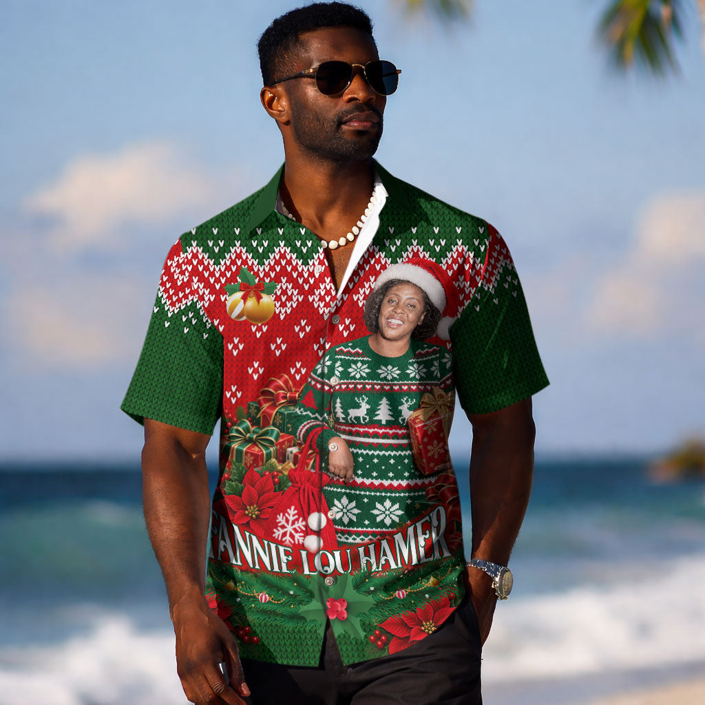 Fannie Lou Hamer Christmas Hawaiian Shirt Retro Ugly Christmas Pattern Civil Rights Activist