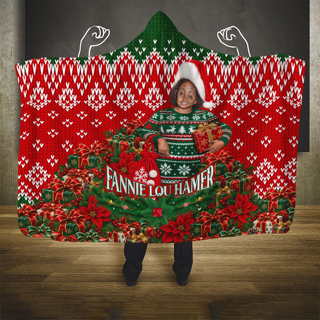 Fannie Lou Hamer Christmas Hooded Blanket Retro Ugly Christmas Pattern Civil Rights Activist