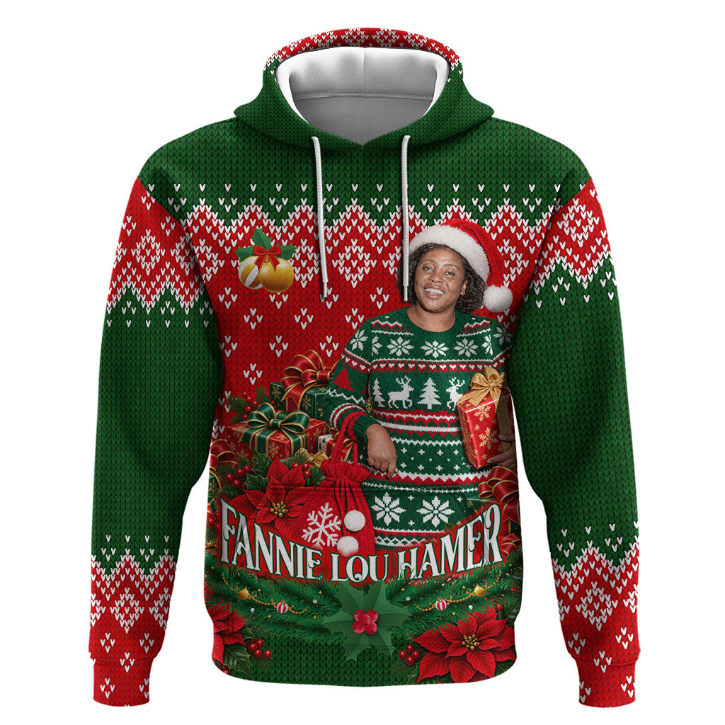 Fannie Lou Hamer Christmas Hoodie Retro Ugly Christmas Pattern Civil Rights Activist