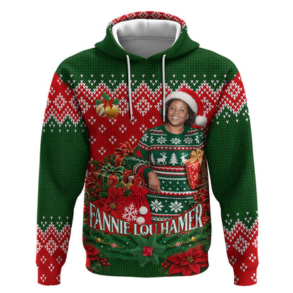 Fannie Lou Hamer Christmas Hoodie Retro Ugly Christmas Pattern Civil Rights Activist