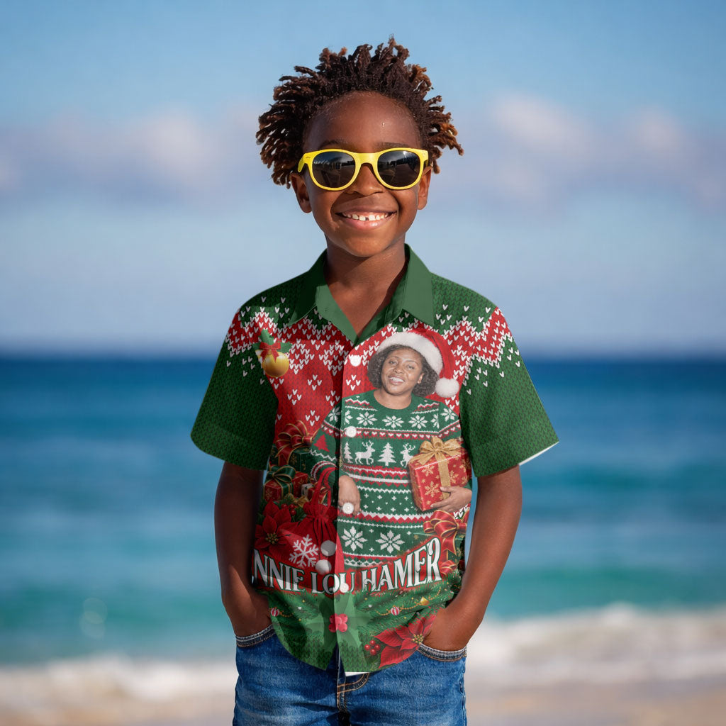 Fannie Lou Hamer Christmas Kid Hawaiian Shirt Retro Ugly Christmas Pattern Civil Rights Activist