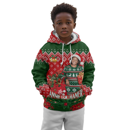 Fannie Lou Hamer Christmas Kid Hoodie Retro Ugly Christmas Pattern Civil Rights Activist