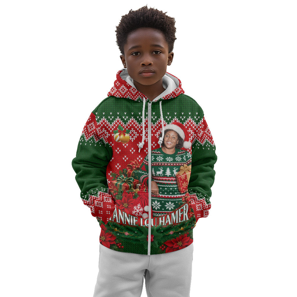 Fannie Lou Hamer Christmas Kid Hoodie Retro Ugly Christmas Pattern Civil Rights Activist