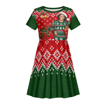 Fannie Lou Hamer Christmas Kid Short Sleeve Dress Retro Ugly Christmas Pattern Civil Rights Activist