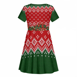Fannie Lou Hamer Christmas Kid Short Sleeve Dress Retro Ugly Christmas Pattern Civil Rights Activist