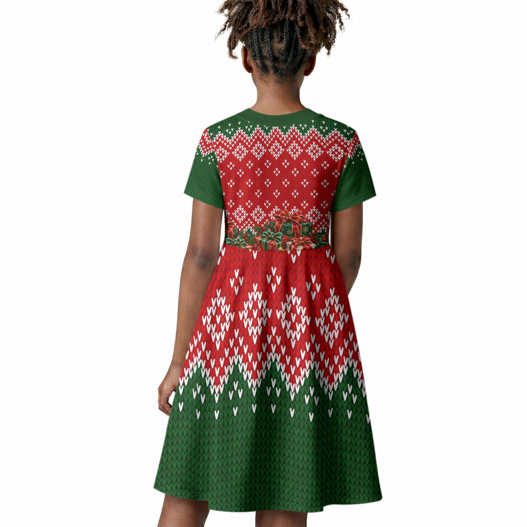 Fannie Lou Hamer Christmas Kid Short Sleeve Dress Retro Ugly Christmas Pattern Civil Rights Activist