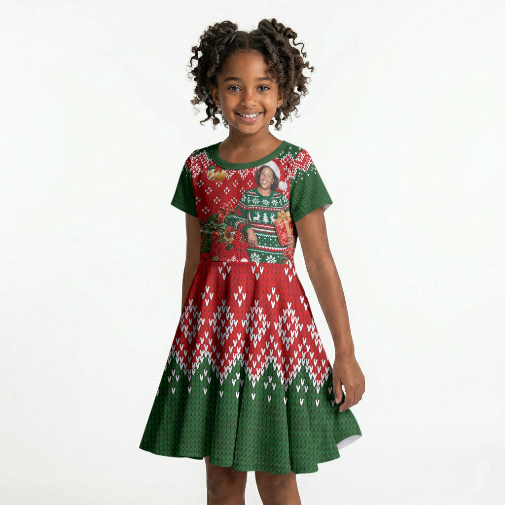 Fannie Lou Hamer Christmas Kid Short Sleeve Dress Retro Ugly Christmas Pattern Civil Rights Activist