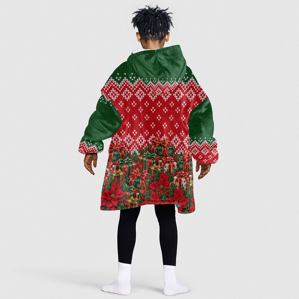 Fannie Lou Hamer Christmas Kid Wearable Blanket Hoodie Retro Ugly Christmas Pattern Civil Rights Activist
