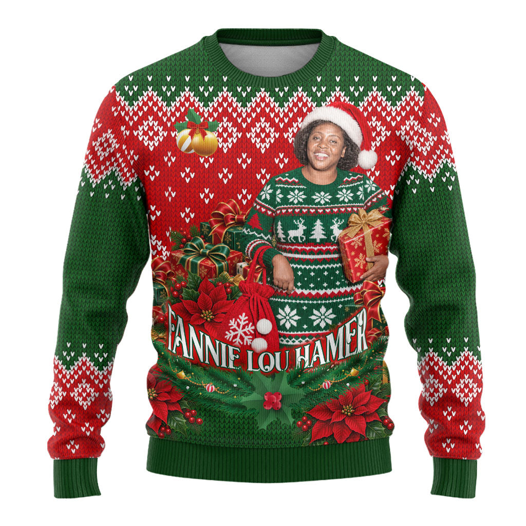 Fannie Lou Hamer Christmas Ugly Christmas Sweater Retro Ugly Christmas Pattern Civil Rights Activist