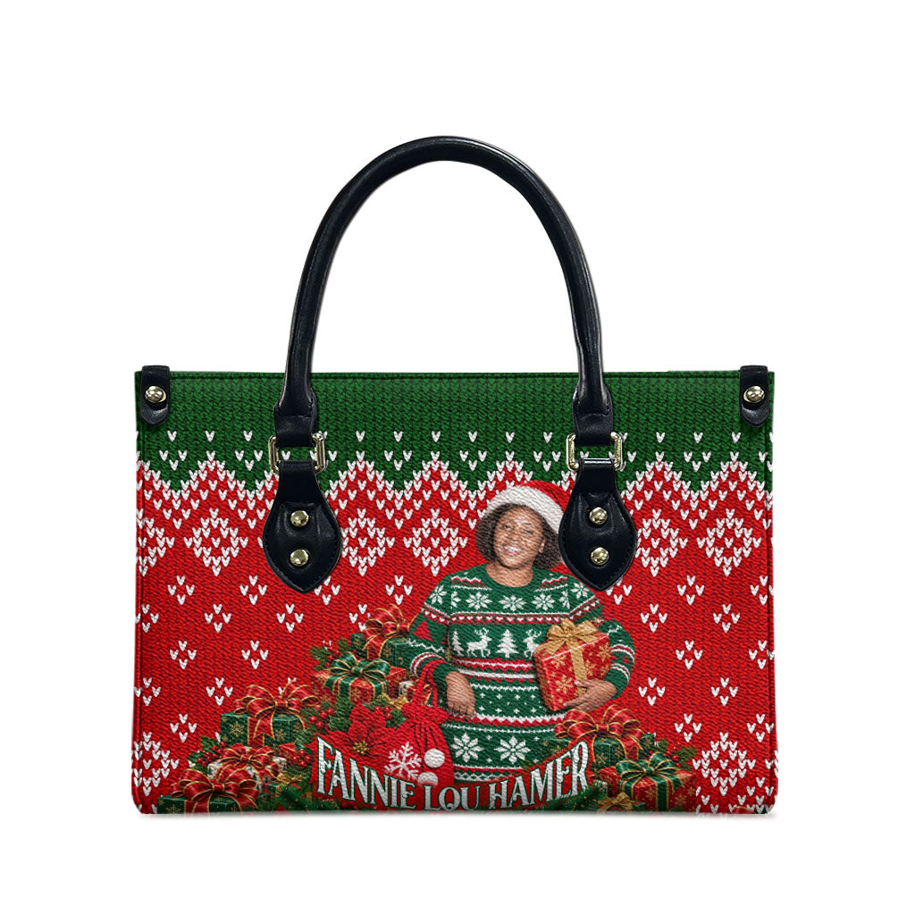 Fannie Lou Hamer Christmas Leather Bag Retro Ugly Christmas Pattern Civil Rights Activist