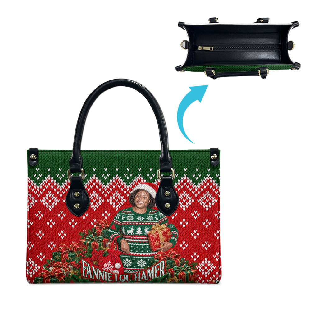 Fannie Lou Hamer Christmas Leather Bag Retro Ugly Christmas Pattern Civil Rights Activist