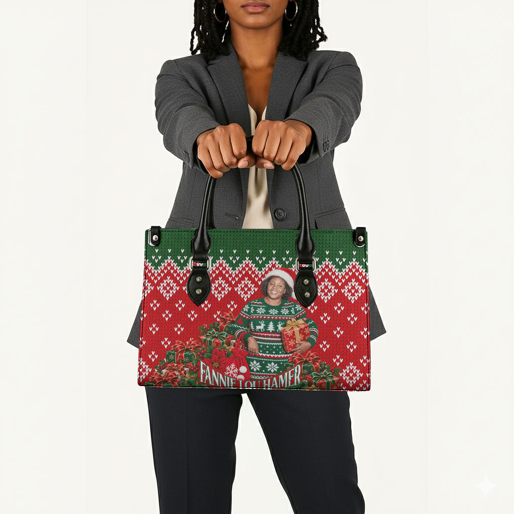 Fannie Lou Hamer Christmas Leather Bag Retro Ugly Christmas Pattern Civil Rights Activist