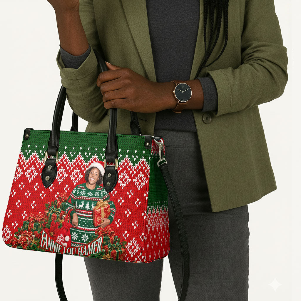 Fannie Lou Hamer Christmas Leather Bag Retro Ugly Christmas Pattern Civil Rights Activist