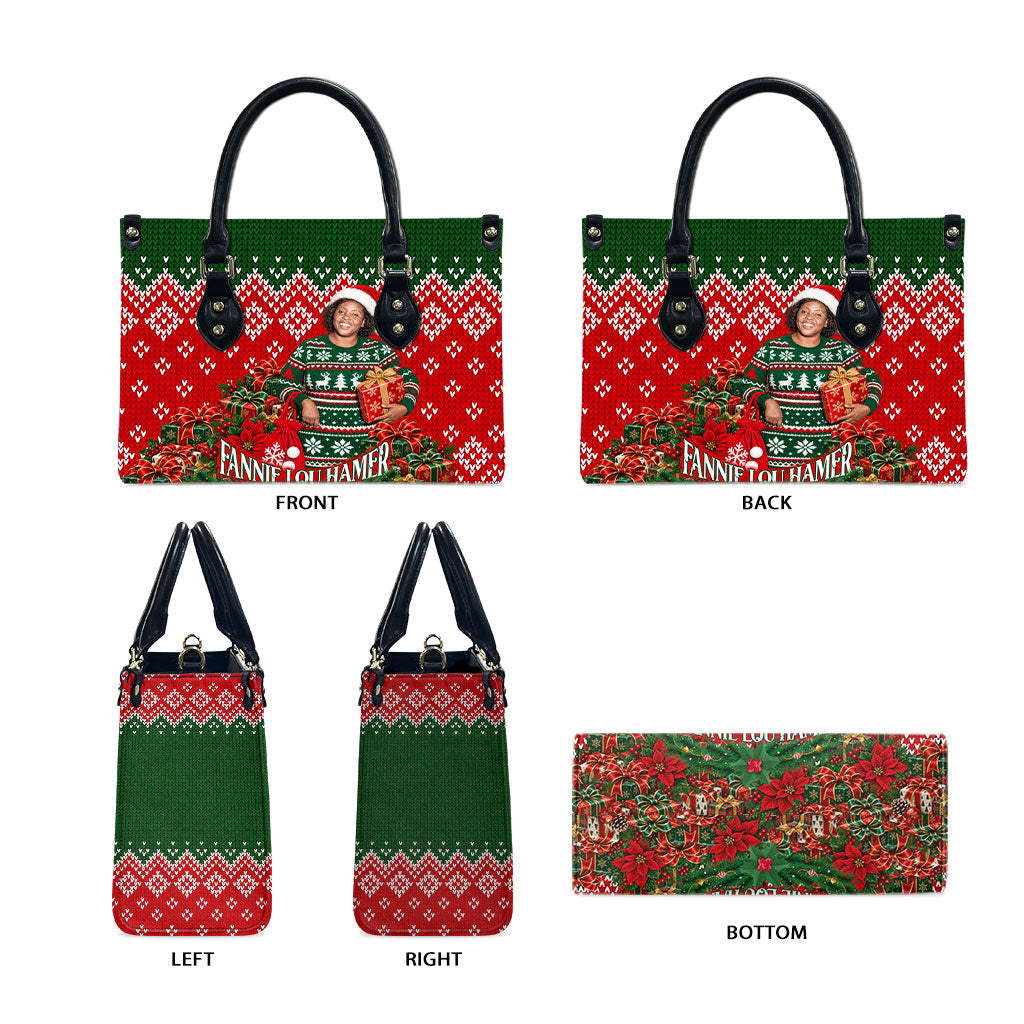 Fannie Lou Hamer Christmas Leather Bag Retro Ugly Christmas Pattern Civil Rights Activist