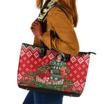 Fannie Lou Hamer Christmas Leather Tote Bag Retro Ugly Christmas Pattern Civil Rights Activist
