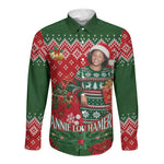 Fannie Lou Hamer Christmas Long Sleeve Button Shirt Retro Ugly Christmas Pattern Civil Rights Activist