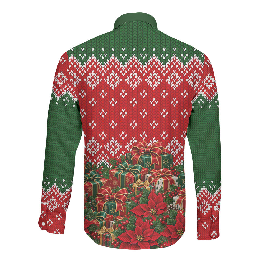 Fannie Lou Hamer Christmas Long Sleeve Button Shirt Retro Ugly Christmas Pattern Civil Rights Activist