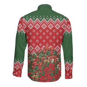 Fannie Lou Hamer Christmas Long Sleeve Button Shirt Retro Ugly Christmas Pattern Civil Rights Activist