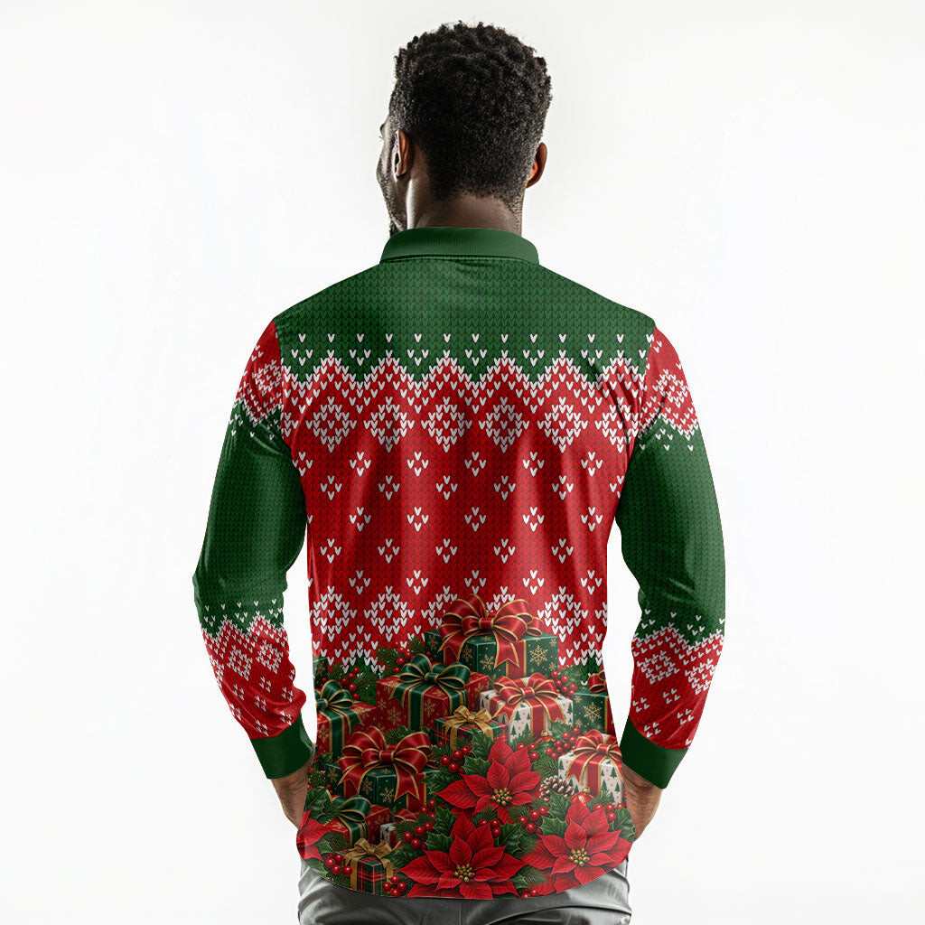 Fannie Lou Hamer Christmas Long Sleeve Polo Shirt Retro Ugly Christmas Pattern Civil Rights Activist