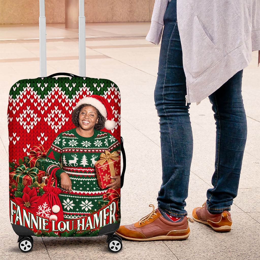 Fannie Lou Hamer Christmas Luggage Cover Retro Ugly Christmas Pattern Civil Rights Activist