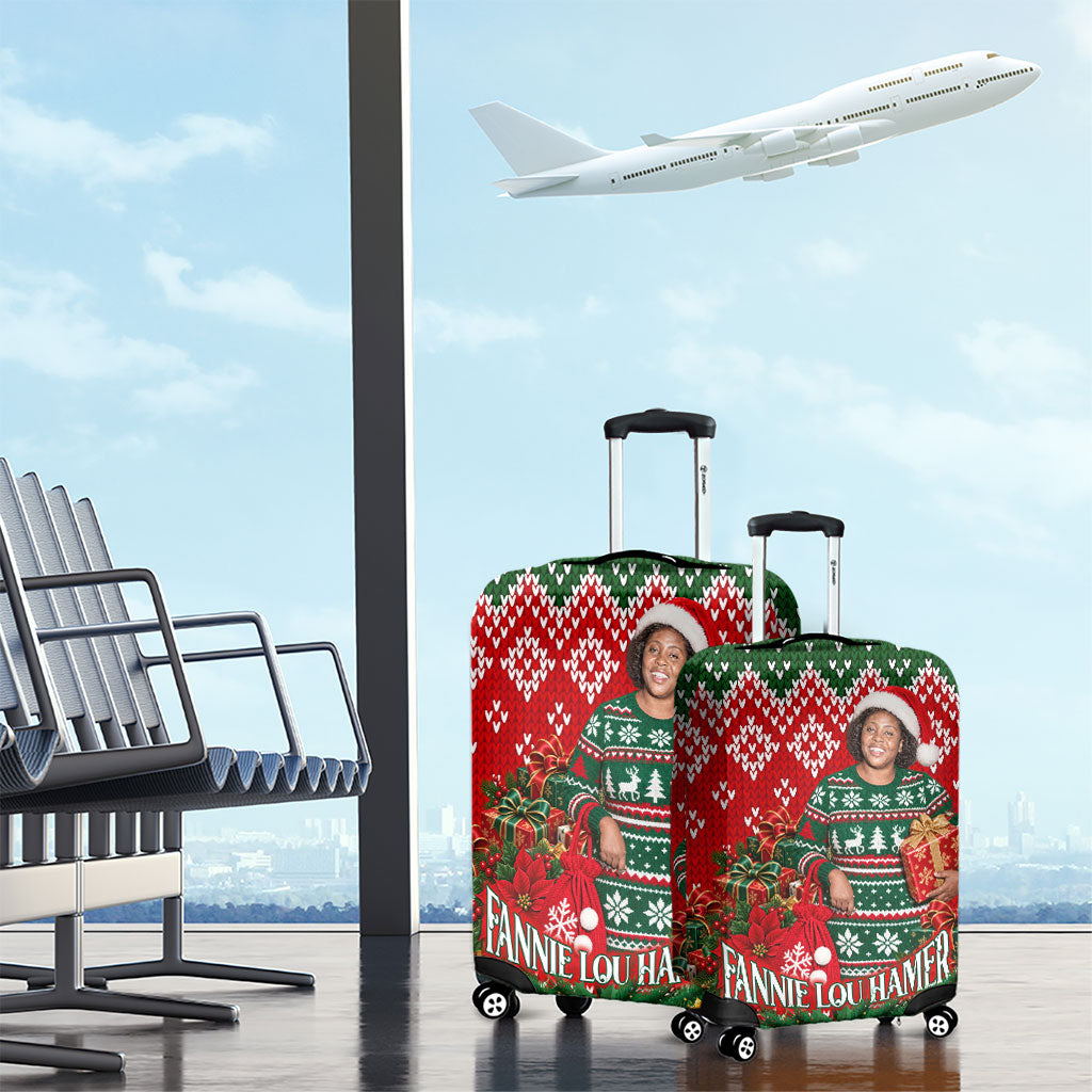 Fannie Lou Hamer Christmas Luggage Cover Retro Ugly Christmas Pattern Civil Rights Activist
