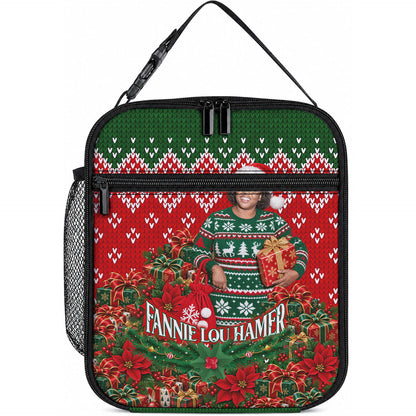 Fannie Lou Hamer Christmas Lunch Bag Retro Ugly Christmas Pattern Civil Rights Activist