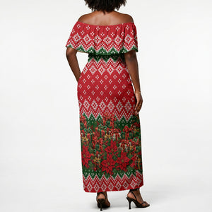 Fannie Lou Hamer Christmas Off Shoulder Maxi Dress Retro Ugly Christmas Pattern Civil Rights Activist