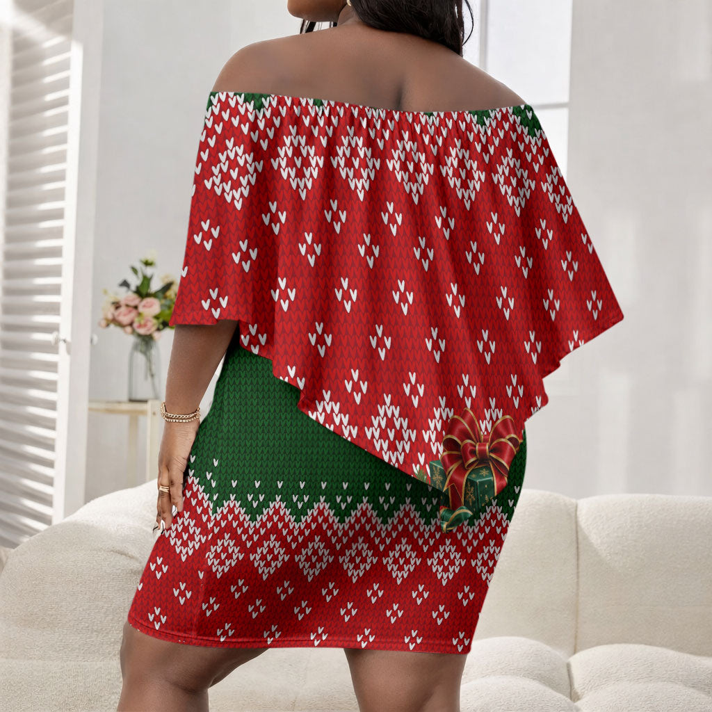 Fannie Lou Hamer Christmas Off Shoulder Short Dress Retro Ugly Christmas Pattern Civil Rights Activist