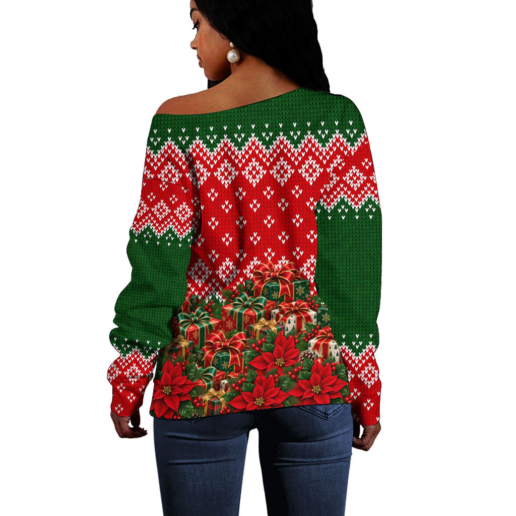 Fannie Lou Hamer Christmas Off Shoulder Sweater Retro Ugly Christmas Pattern Civil Rights Activist