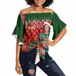 Fannie Lou Hamer Christmas Off Shoulder Wrap Waist Top Retro Ugly Christmas Pattern Civil Rights Activist